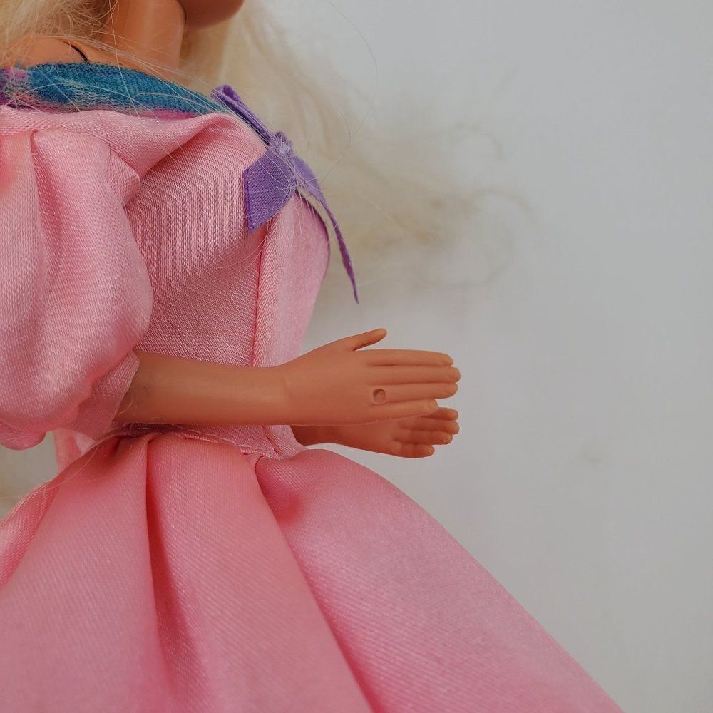 Vintage Mattel Barbie Doll Long Blonde Hair Blue Eyes Pink Dress Hat - Picture 6 of 13